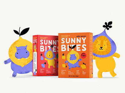 Fruity Animal Characters & Crackers Packaging Design animals box branding children cookies crackers cute food illustration packaging pattern retro textured