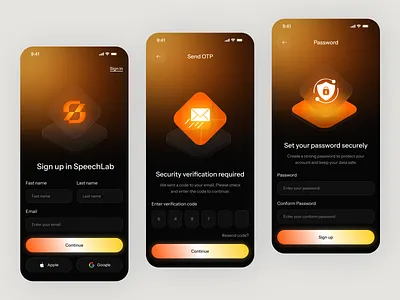 AI Voice Changer App Design - Sign Up Flow app app design app interaction application design concept forgot password ios ios design mobile app mobile design onboarding onboarding design onboarding screen popular sign in sign up sign up ui start screen ui ux design