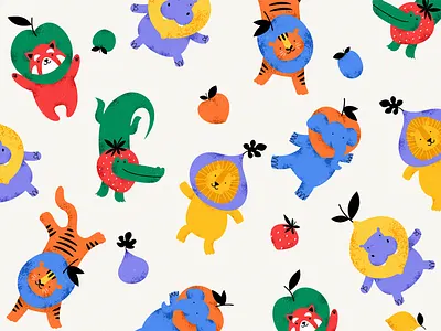Wholegrain crackers branding pattern design animals branding cute food fruits illustration packaging pattern textured