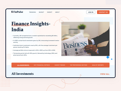 FinPulse Website asthetics branding design finance platform fintech gradients hero section info site information landing page minimal design news site ui ux ux design vector web design web page website