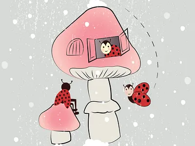 Cute Ladybug Winter Greeting Card card card design cute design greeting card illustration ladybug print snow vector winter winter card