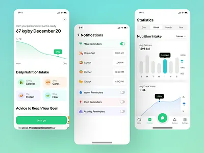 Nutrition App app design clean design diet app health and fitness health app minimal design mobile nutrition app