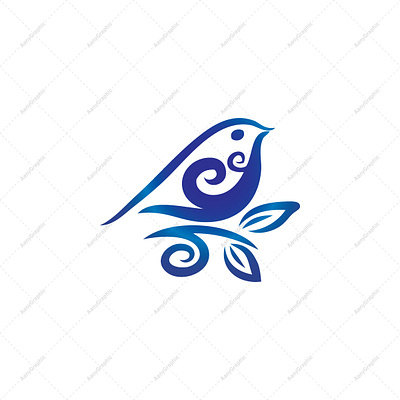 Blue Bird With Leaves Logo beauty bird brand brand design brand designer branding brandlogo design graphic design illustration logo logodesign nature spa vector