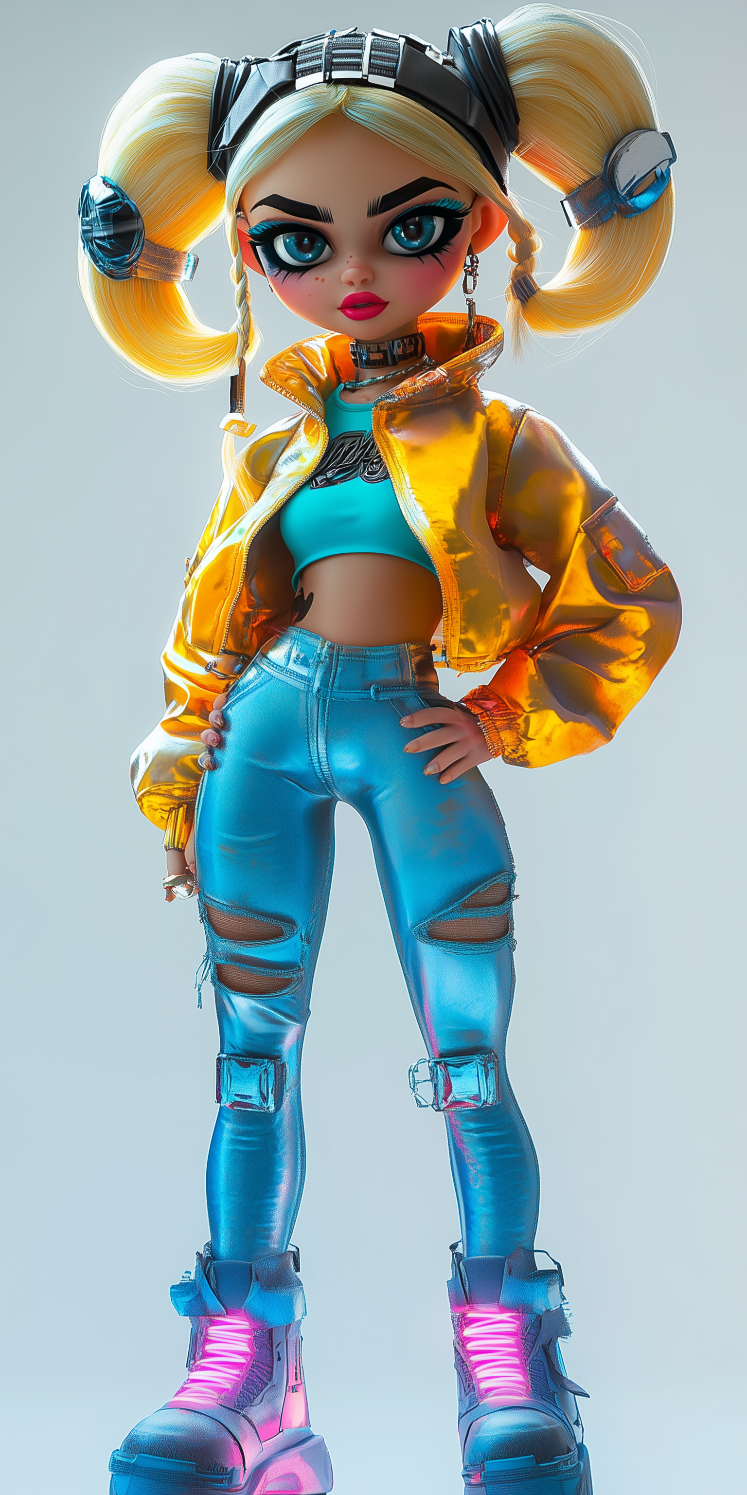 Bratz Doll inspired character - V-1 [IP] ai character generation artist ai characters ai image expert ai image prompt engineer ai image prompt engineering alamcraft bratz doll inspired character consistent character generation illustrator