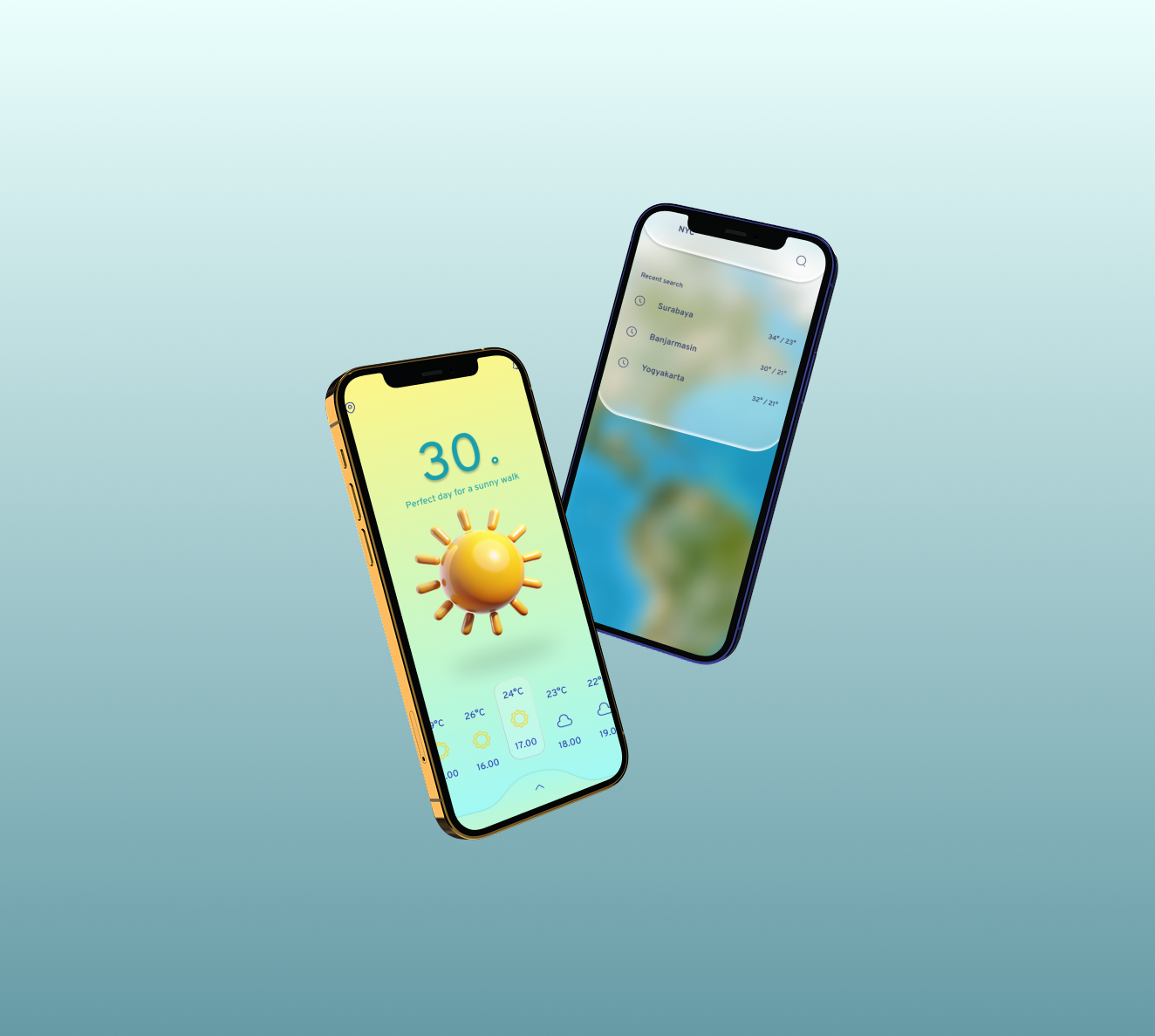 Weather App Concept 3d animation ui