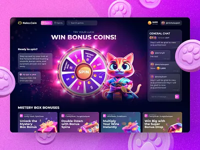 Online Casino | Casino Website | Gambling App | Game Interface casino website crypto casino digital casino fortune wheel gambling app game interface gaming interface casino jackpot live casino modern website mystery box online casino product design spin ui ux web design web interface design web responsive design website design