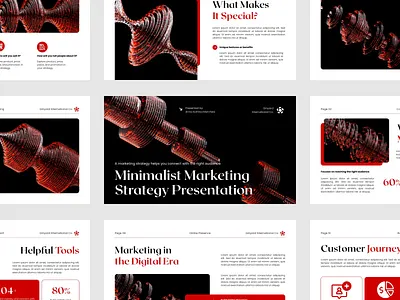 Pitch Deck for Marketing with 3D Abstract Shape 3d 3d abstract abstract abstract shape branding graphic design marketing minimalist orange pitch deck presentation template professional red