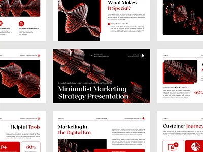 Pitch Deck for Marketing with 3D Abstract Shape 3d 3d abstract abstract abstract shape branding graphic design marketing minimalist orange pitch deck presentation template professional red