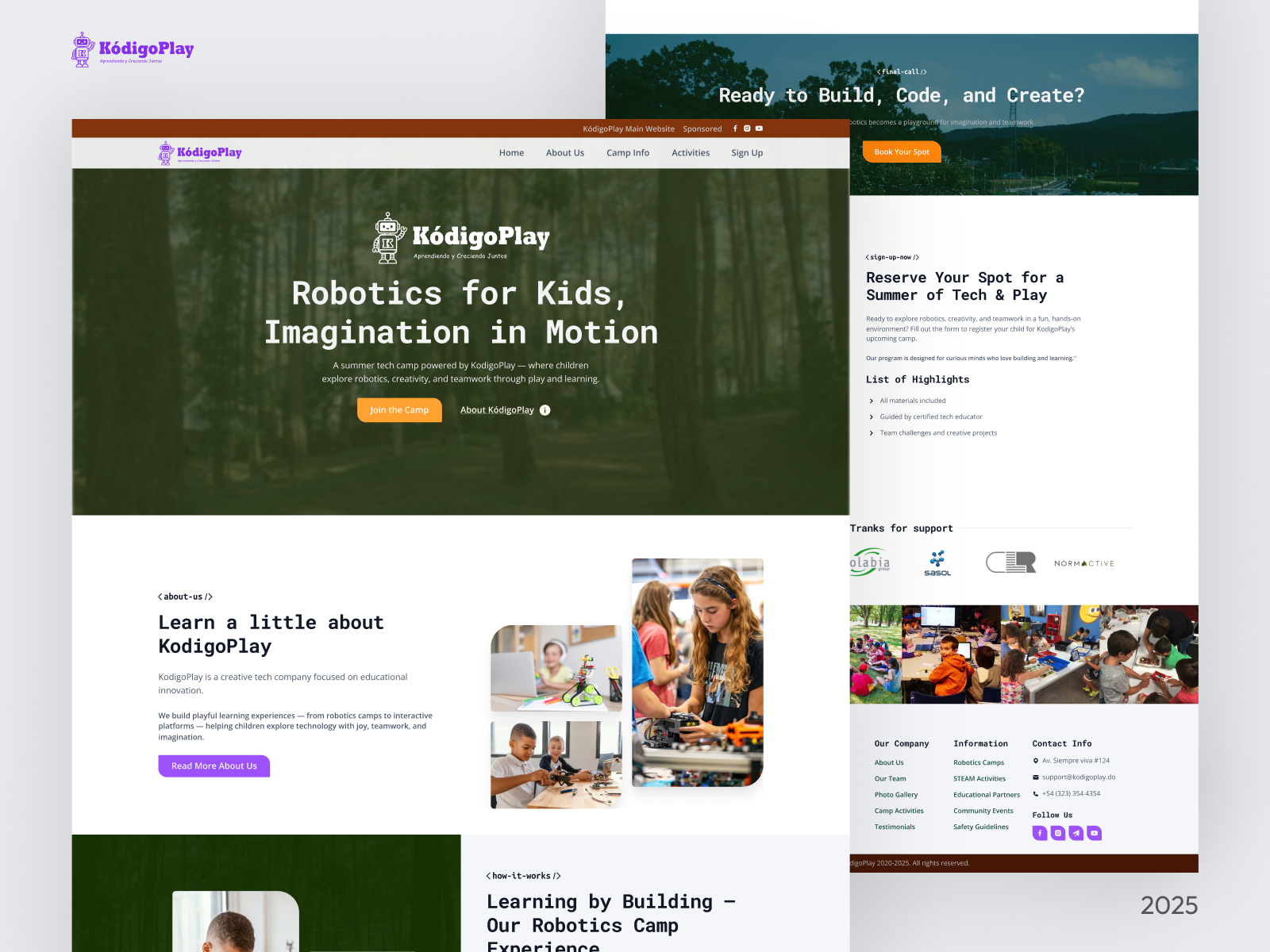 KodigoPlay — Summer Robotics for Curious Minds branding camp code design figma illustration landing landing page logo ui