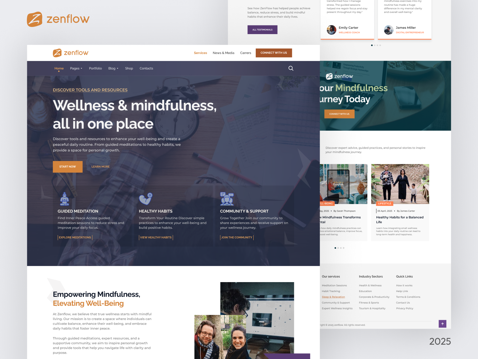 Zenflow – Mindfulness App UI Design branding design figma landing landing page logo pagina web website