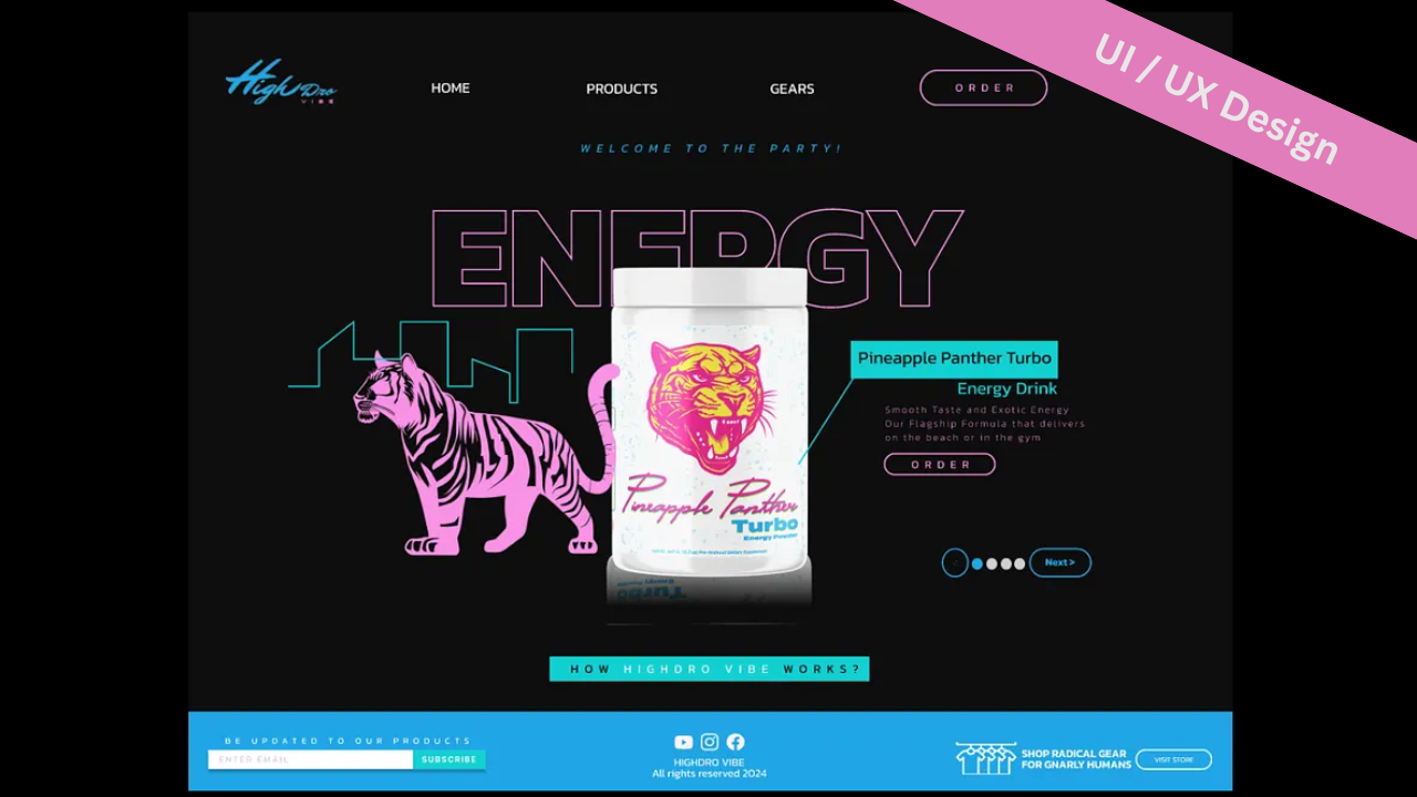 UI/UX Design: HighDro Vibe Website Revamp desktop neon modern redesign website
