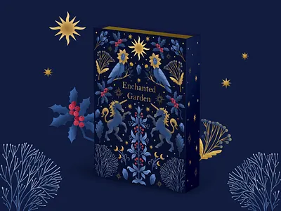 Christmas advent calendar packaging advent calendar advertisement botanical box cover celestial christmas cosmetics cover design fairy tale feminine festive gift box illustration luxury mythical creatures mythololgy packaging packaging design unicorn