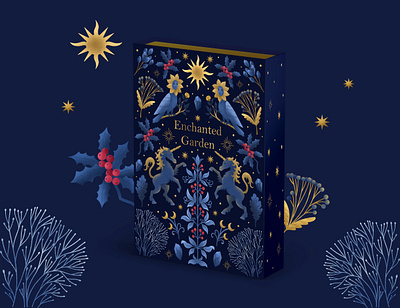 Christmas advent calendar packaging advent calendar advertisement botanical box cover celestial christmas cosmetics cover design fairy tale feminine festive gift box illustration luxury mythical creatures mythololgy packaging packaging design unicorn