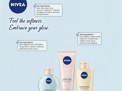 NIVEA skin care advertising beauty essentials behance body lotion branding canva dribbble glow up graphic design healthy skin hydrating lotion illustration nivea nivea glow products radiant skin self care skin care skin care products social media