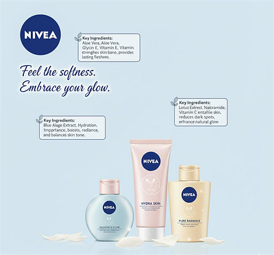 NIVEA skin care advertising beauty essentials behance body lotion branding canva dribbble glow up graphic design healthy skin hydrating lotion illustration nivea nivea glow products radiant skin self care skin care skin care products social media