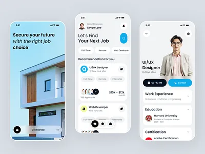 Job Finder Mobile App Design cards careers app freelance app hiring hiring platform ios job job app job board job listing job platform mobile mobile app mobile app ui ui ux work