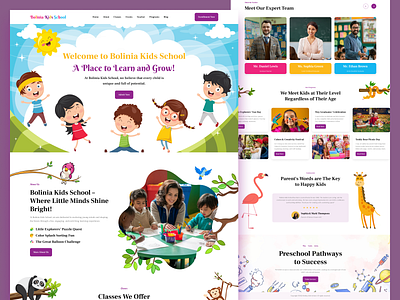 Kids Preschool Website Landing Page Design