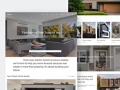 Real Estate Landing Page branding clean composition design estate fireart grid home layout management property real search ui ux