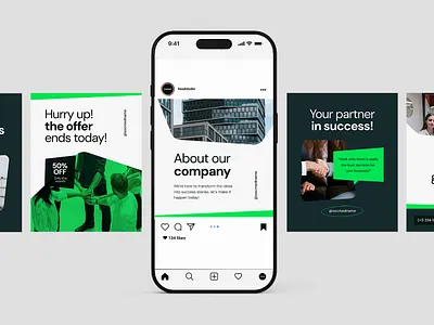 Business Agency - Instagram Post agency black branding business company dealing design graphic green instagram logo media modern post poster social ui