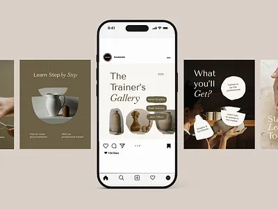 Pottery Class - Instagram Post aesthetic beige brown class clay design experiment graphic instagram learning light minimalist modern post pottery shape simple thin