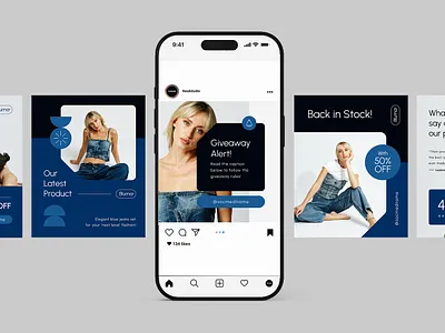 Fashion - Instagram Post beautiful black blue branding buy design fashion girl graphic instagram jeans logo modern post slae stock ui
