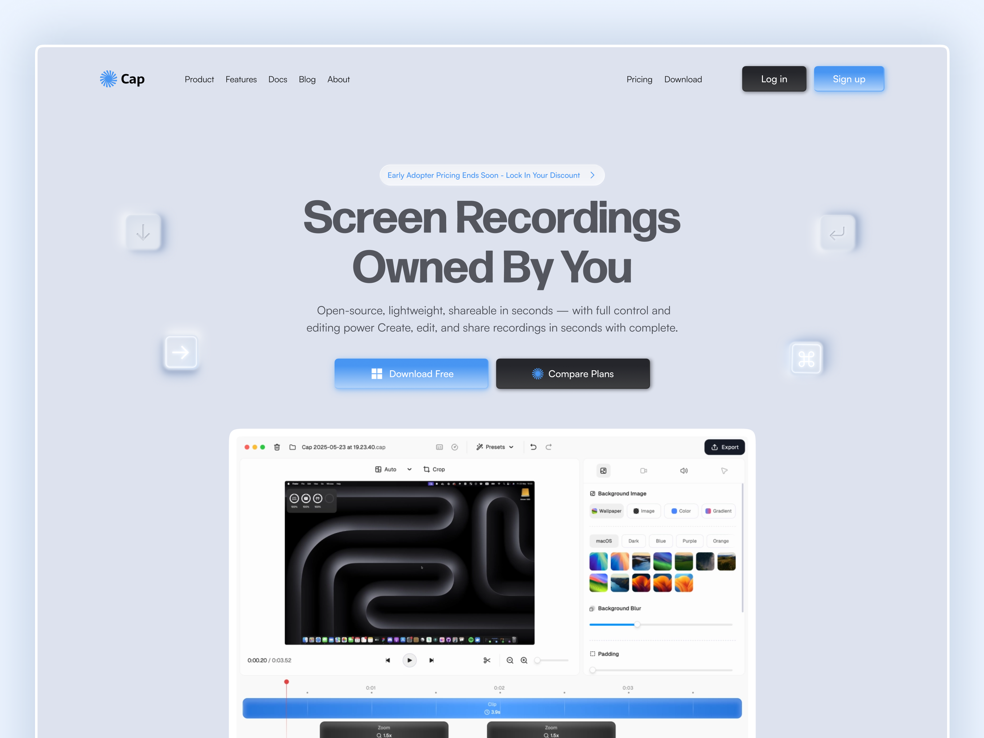 Screen Recording Website - UI/UX Design ai figma design landing page minimal design modern ui product design redesign responsive design saas saas landing page saas website screen recording screen recording landing page screen recording website shasanko das ui design ux design web design website website redesign