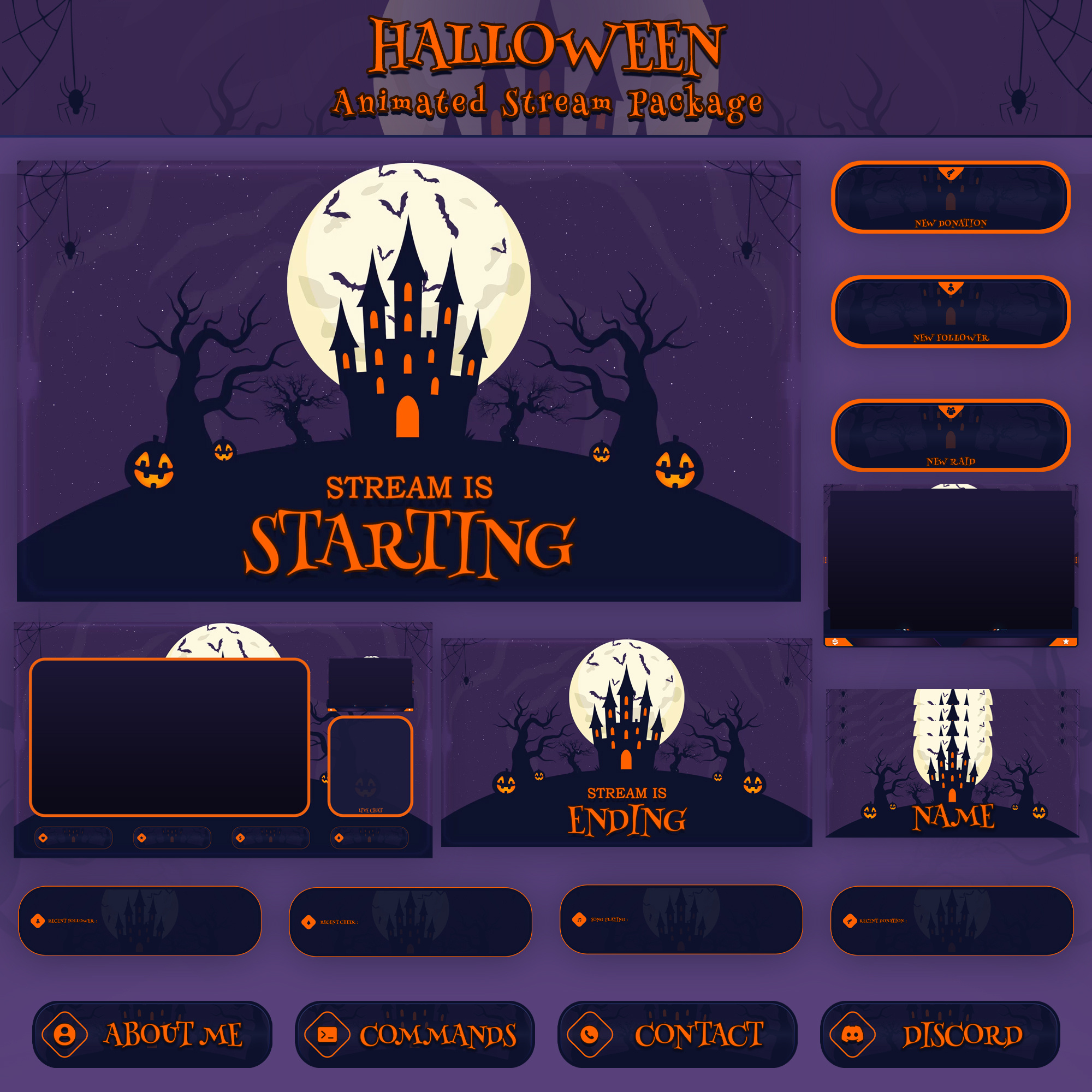 Halloween Night Stream Overlay I Twitch Overlay animated stream pack facecam frame gaming overlay just chatting overlay kick overlay live stream design live stream overlay obs overlay starting soon screen stream package stream panels stream screens streaming graphics streamlabs overlay twitch alerts twitch overlay twitch stream pack vectorkingstudio vtuber overlay youtube overlay