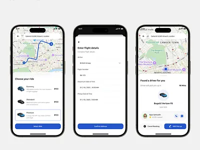 Airport Ride Booking UI 2 airport airport traffic app app design cab hire fintech flight booking mobile app product design ride booking ride hailing ride sharing uiux ux
