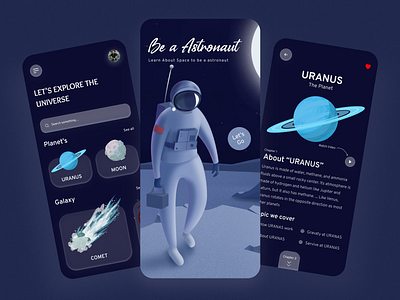 Space Learning App app app design education app learning app space app space learning app