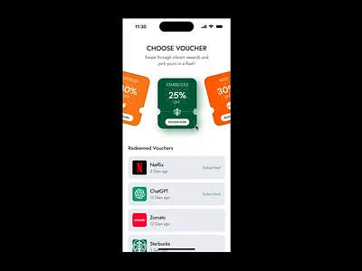 Smooth Voucher Redeem animation interactiondesign microinteractions productdesign prototype ui uianimation voucherredeem
