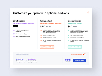 Introvoke Checkout Add-Ons Modal app card cart checkout custom design desktop modal popup product design saas saas design ui ui design upsell ux ux design visual design web app web design