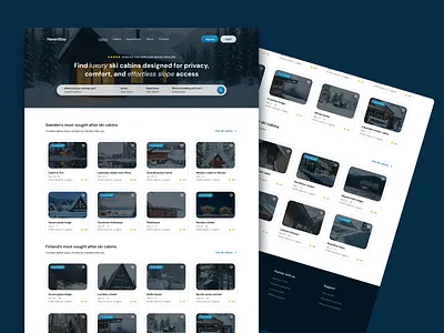 Modern Travel Website design booking platform landing page ski cabin travel travel website ui ui design ux ux design web design website