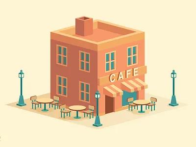 Cafe Illustration_Dimetric View_BRD_10-10-25 2.5d 3d cafe dimetric illustration illustrator isometric restaurant