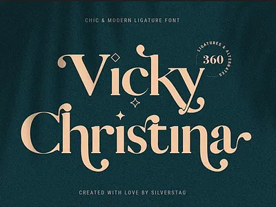 Vicky Christina Ligature Serif Font bold bold fonts branding cool fonts cosmetics fashion fonts font logo fonts modern retro retro fonts serif vintage fonts wedding fonts