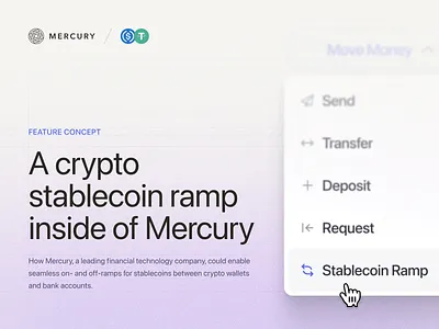 Crypto Stablecoin Ramp in Mercury bank bank app banking clean crypto finance fintech money prototype purple solana stablecoins ui ui design uiux usdc usdt ux flow web app