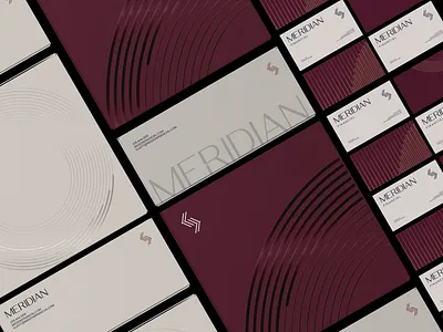 Meridian Financial Collateral Suite arrow branding collateral design finance financial firm geometric graphic design icon law lawyer logo mark planning red