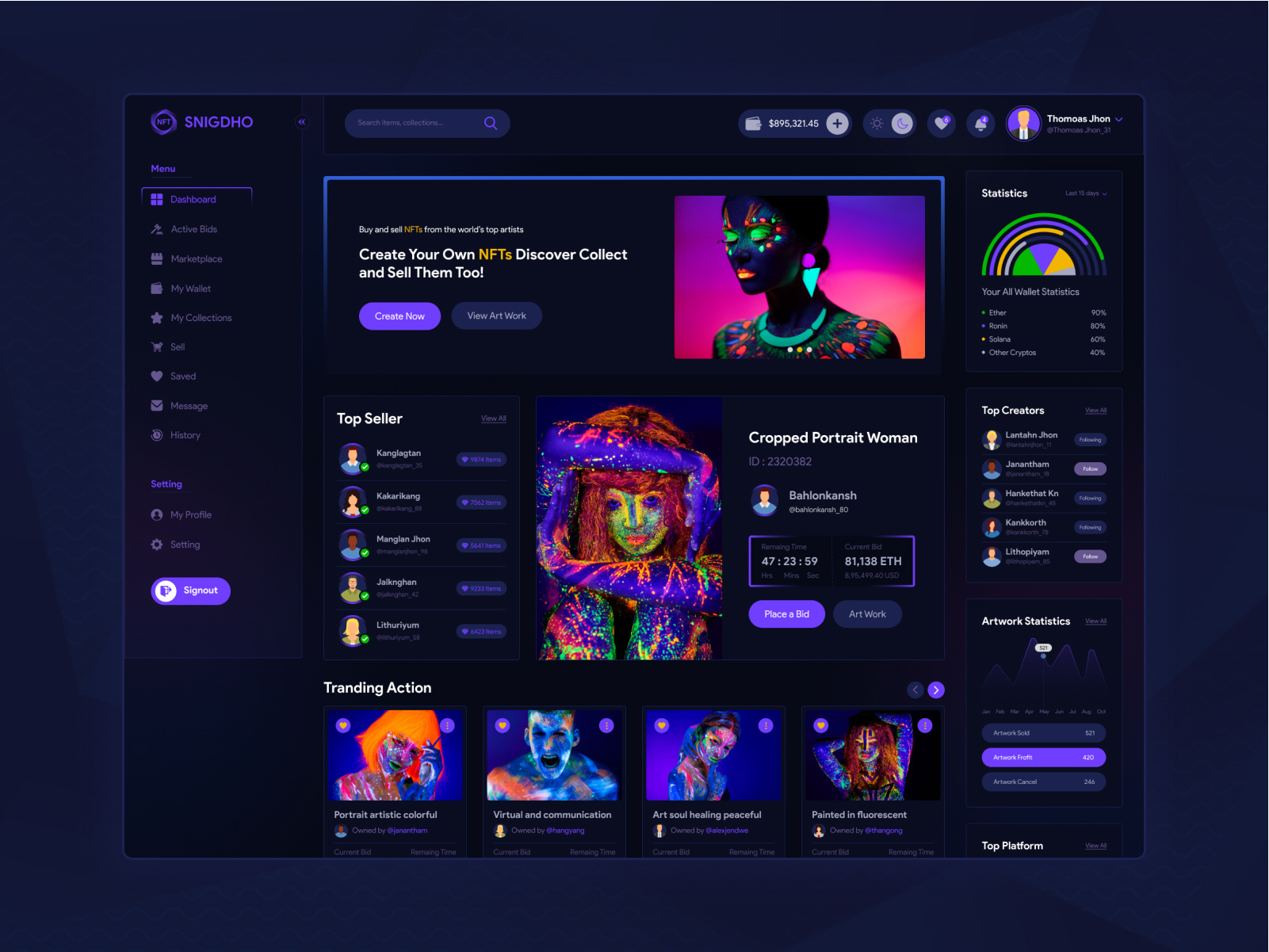 NFT Market Platform UXUI Dashboard 3d animation branding crypto cryptocurrency cryto dashboard dashboard dashboard landing page dashboard nft design landing dashboard landing page nft nft dashboard ui uiux
