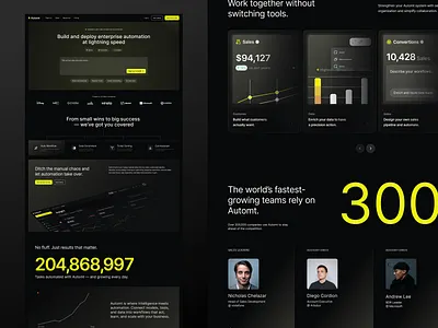 Designing Automt: The Future of AI-Powered Workflow Automation ai artificial intelligence automation conversion darkmode glass landingpage leads product startup ui web workflow