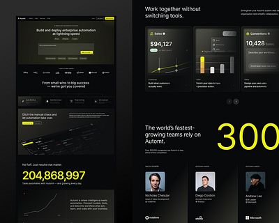 Designing Automt: The Future of AI-Powered Workflow Automation ai artificial intelligence automation conversion darkmode glass landingpage leads product startup ui web workflow