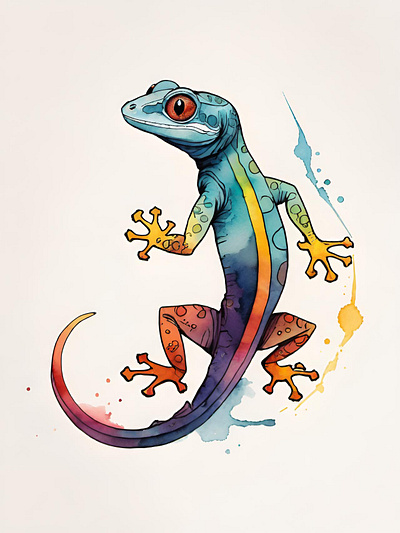 Vivid Lizard animal colorful gecko illustration lizard modern reptile vibrant vivid wall watercolor