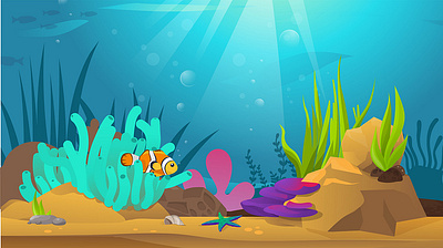 Cartoon Ocean Background app branding design graphic design illustration logo typography ui ux vector