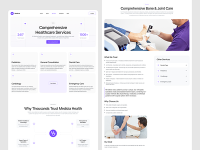 Medical Website Design – Services & Service Details Pages interface product service startup ui ux web