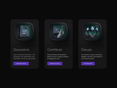 Symmetry - Get started cards 3d 3d icons cards interactive ui ui design ux design web design website