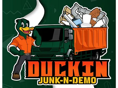 Duckin Junk N Demo – Mascot Logo & Full Branding Design branding design branding package business logo cartoon logo cartoon logo design cartoon logox junk removal business logo junk removal cartoon logo junk removal company logo junk removal door hanger design junk removal flyer design junk removal logo junk removal yard sign design junk truck logo logo design in cartoon style mascot logo mascotlogo social media design
