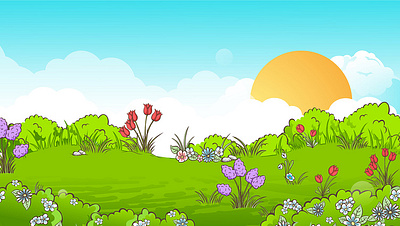 Cartoon Background Flower Field app branding design graphic design illustration logo typography ui ux vector