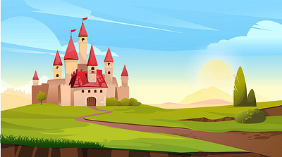 Cartoon Castle Background app branding design graphic design illustration logo typography ui ux vector