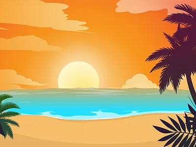 Sunset Cartoon Background app branding design graphic design illustration logo typography ui ux vector