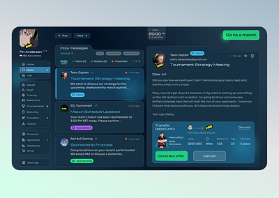Esports Manager 26 / mail block cs gaming tech ui ux