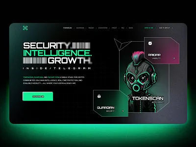 TokenScan — Web3 Intelligence Stack UI / Cyberpunk Design blockchain crypto dao dapps defi landing privacy security token ui ux