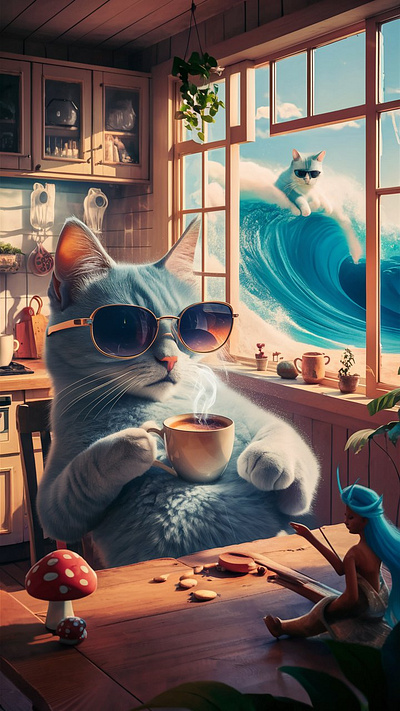 Blue coffee ai graphic design